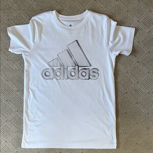 adidas White Tee with Gray Logo Graphic